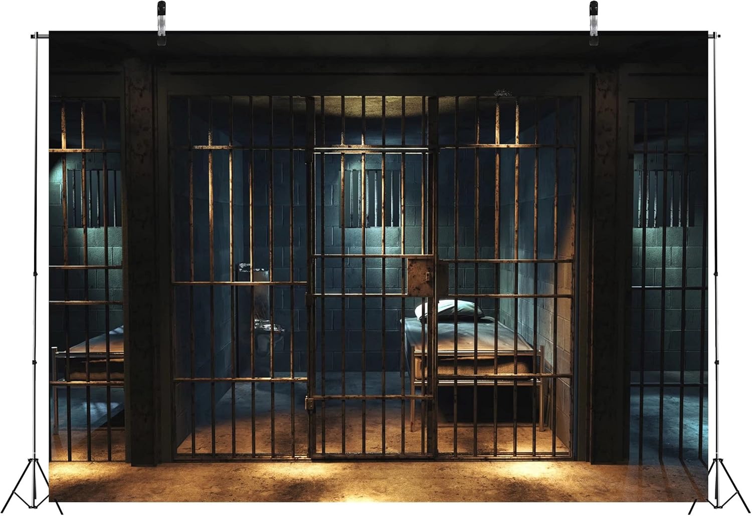 20x10ft Fabric Jail Backdrop Halloween Prison Cell Picture Background White Trash Party Favors Murder Mystery Birthday Party Poster Police Retirement Party Supply Kids Adults Photography Props