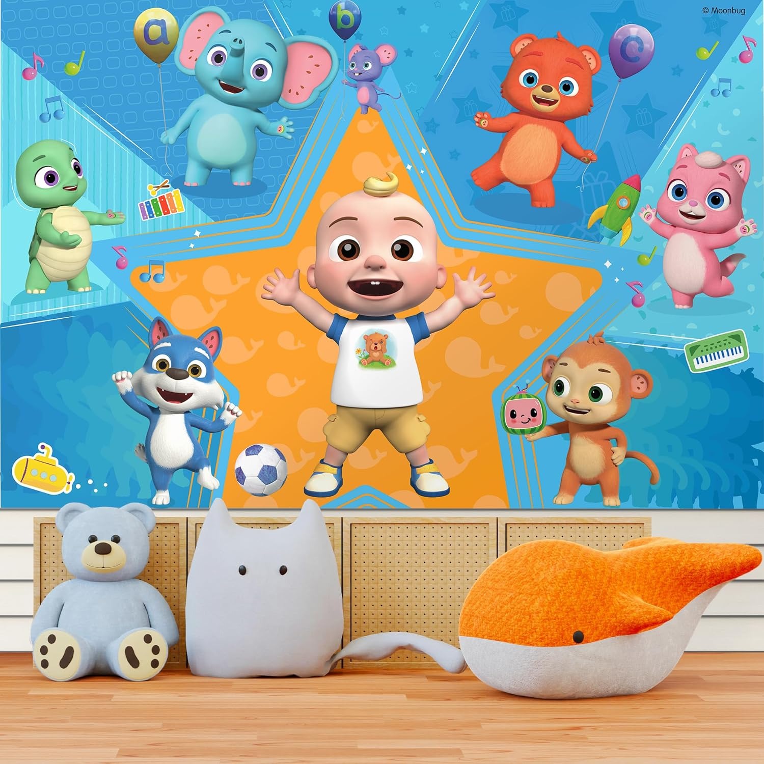 EGD JJ CoComelon Peel and Stick Wallpaper | CoComelon Kids Wall Decor | Cocomelon Decorations | Cocomelon Room Decor | Cocomelon Birthday Party Supplies | 8 Panels of Wide 24"x 120" Height