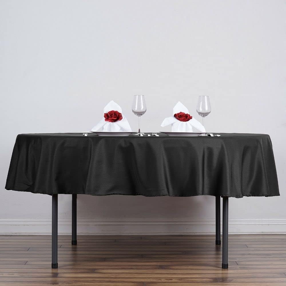 10 Pcs Black 90" Round Polyester Tablecloths Wholesale Wedding Party Supplies