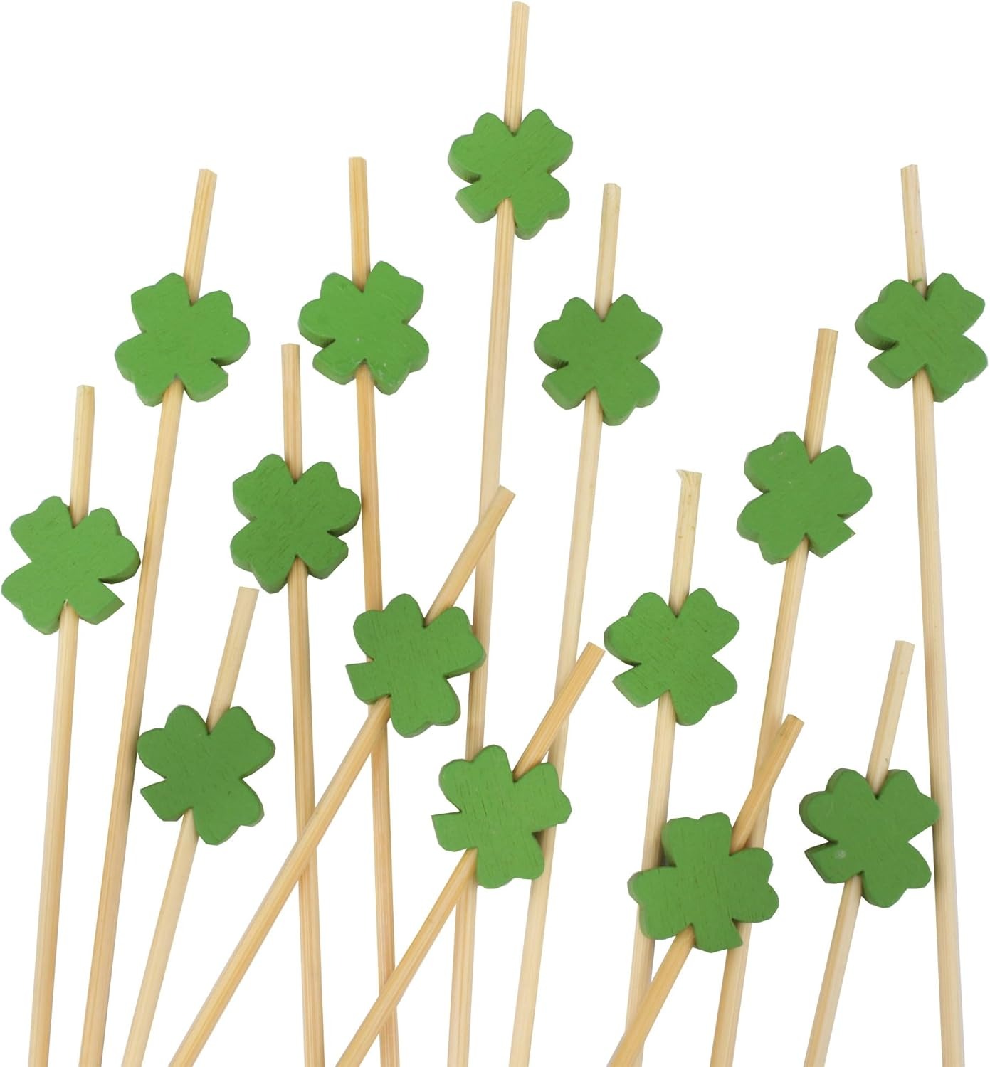 BambooMN 4.7 Inch Decorative St. Patrick's Day Green Shamrock Clover Bamboo Cocktail Sandwich Fruit Swizzle Picks, Luck of the Irish Party Supplies, 10000 Pieces