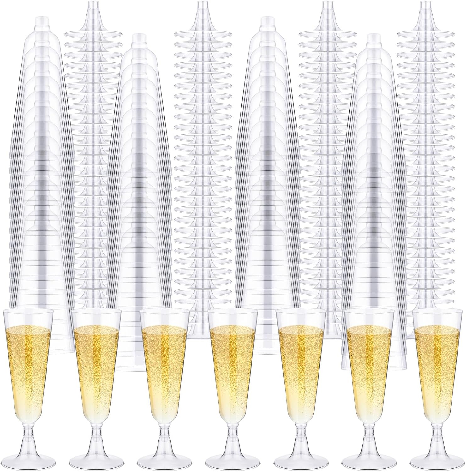 Nuenen 500 Pcs Plastic Champagne Flutes Bulk 5 oz Disposable Clear Champagne Glasses for Parties, Mimosa Bar, Events, Christmas, Wedding and Shower Party Supplies