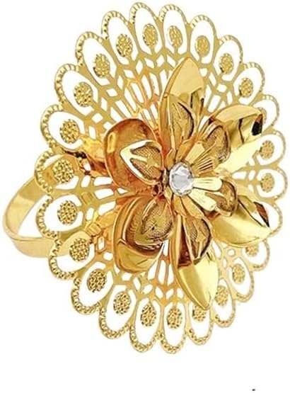 12pcs/ Flower Napkin Metal Hollow Napkin Buckle Suitable for Wedding Holiday Party Table Decoration Supplies