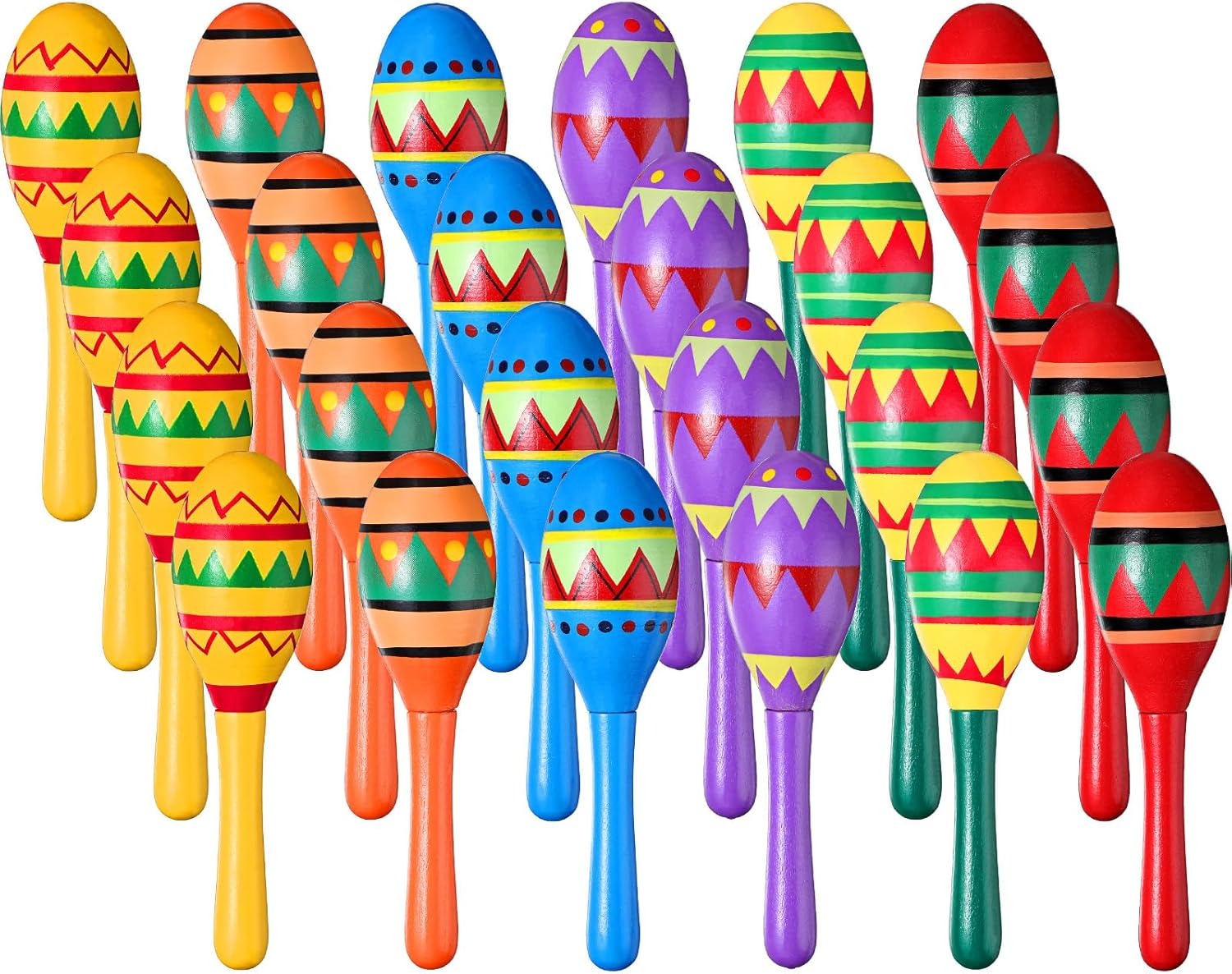 Hungdao 48 Pcs Mini Mexican Fiesta Wooden Maracas Bulk Wood Maracas for Kids Noisemaker for Fiesta Party Favors Cinco De Mayo Party Supplies Decor Taco Tuesday Event Luau Games (Classic Style)