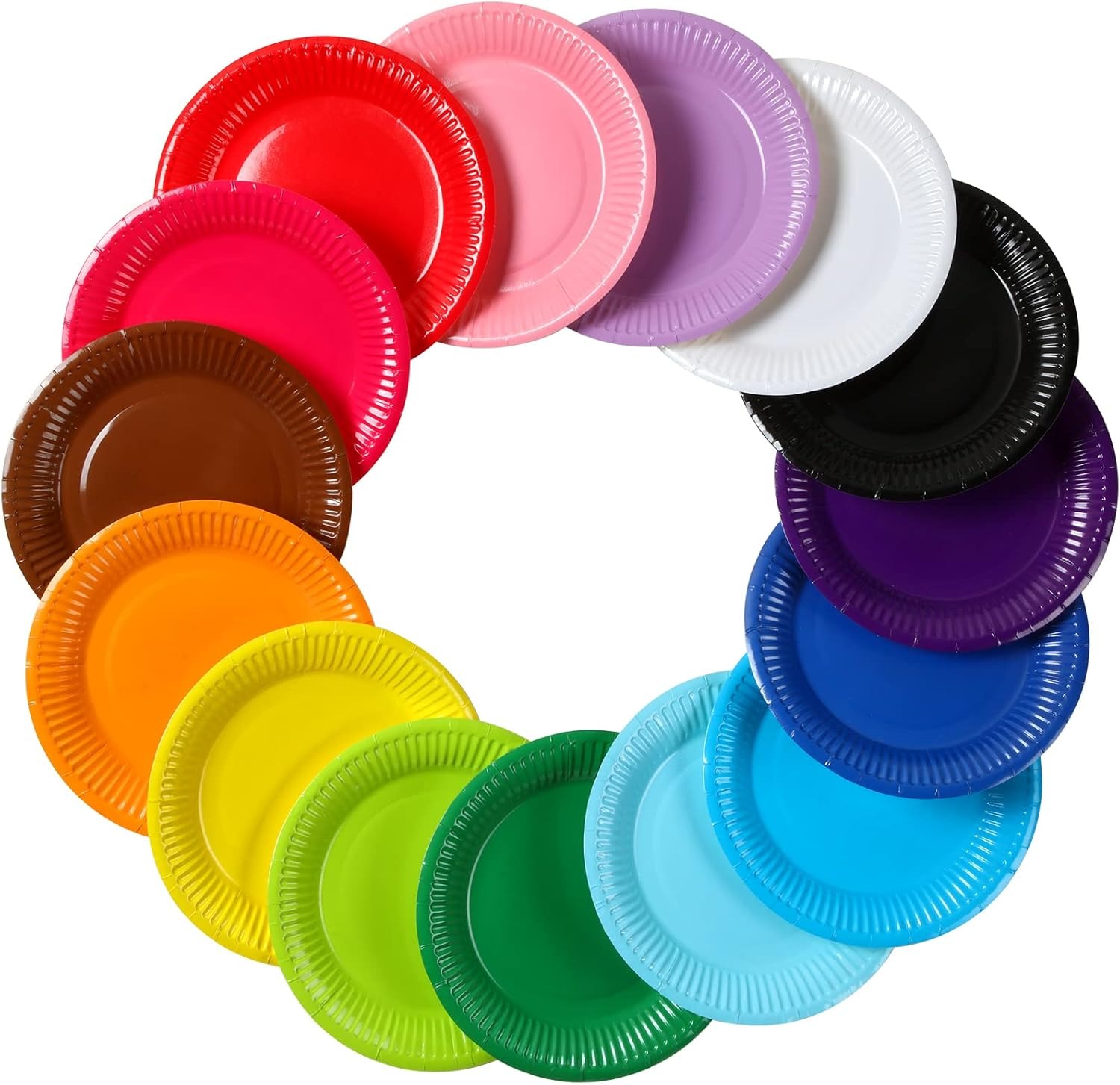 Thenshop 300 Pcs Colorful Paper Plates 7 Inch Disposable Party Plates for Dessert Cake Birthday Party Supplies(Classic Colors)