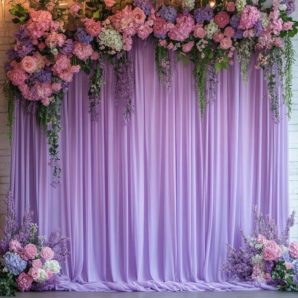 10x10ft Lavender Backdrop Curtains for Parties, 2 Panels 5x10ft Wrinkle-Free Polyester Background Curtains for Wedding, Birthday, Baby Shower,Graduation, Decorations