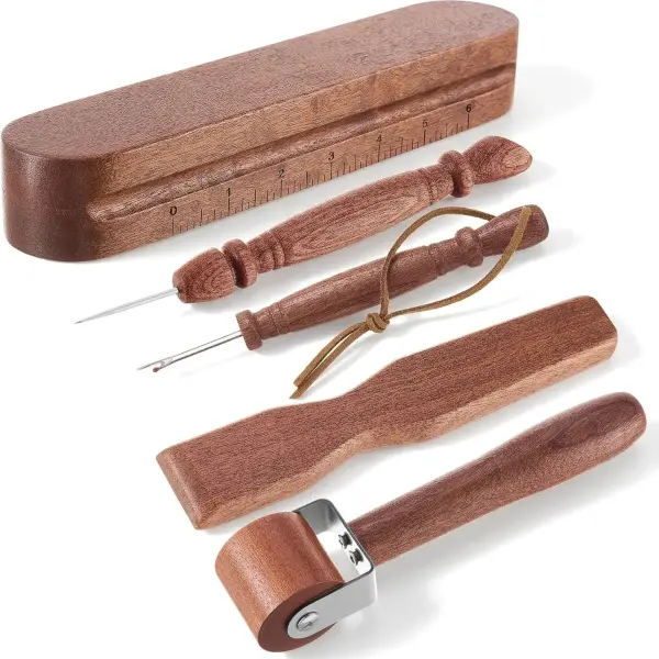 AceOrbit 5 Pcs Wooden Clapper Sewing Quilting Tool Set Include Tailors Clapper Pressing Stick Quilting Seam Roller Seam Ripper Stiletto Pressing Tool for Sewing Fabric Folds Accenting Clothing Wrinkle