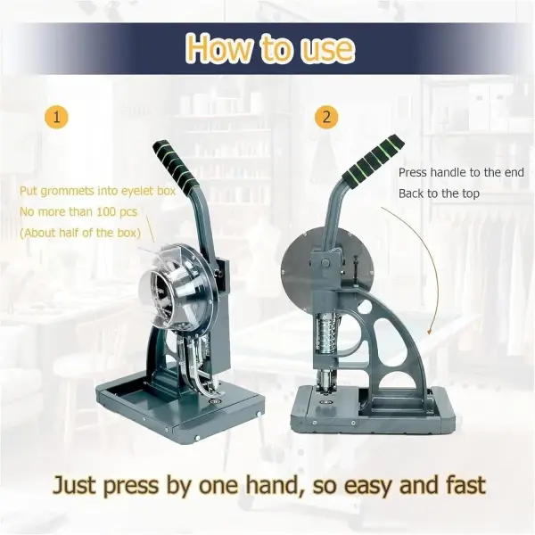 Heavy Duty Grommet Press Machine - Semi-Automatic Eyelet Tool for DIY Crafts, Upholstery, and Sewing Projects - Perfect for Workshops and Home Use,10mm