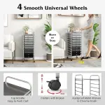 10 Drawer Rolling Storage Cart, Organization Cart with Drawers for Craft Makeup Paper Tool Art Supply, Versatile Utility Cart on Wheels for Home Office Classroom School (Gradient Gray)