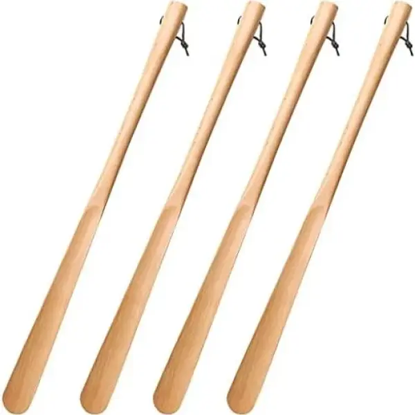 Extra Long Beech Shoe Horn for Men - Classic Smooth Shoe Lifter for Elderly & Seniors, Easy Grip with Lanyard, Perfect for Effortless Shoe Wearing