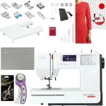 Bernette B38 Computerized Sewing Machine with LCD Display | 394 Stitch Patterns, Auto Needle Threader, LED Light, Extension Table | Presser Feet, Bobbins, Needles, Knee Lifter, Rotary Cutter & More