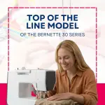 Bernette B38 Computerized Sewing Machine with LCD Display | 394 Stitch Patterns, Auto Needle Threader, LED Light, Extension Table | Presser Feet, Bobbins, Needles, Knee Lifter, Rotary Cutter & More