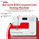 Bernette B38 Computerized Sewing Machine with LCD Display | 394 Stitch Patterns, Auto Needle Threader, LED Light, Extension Table | Presser Feet, Bobbins, Needles, Knee Lifter, Rotary Cutter & More