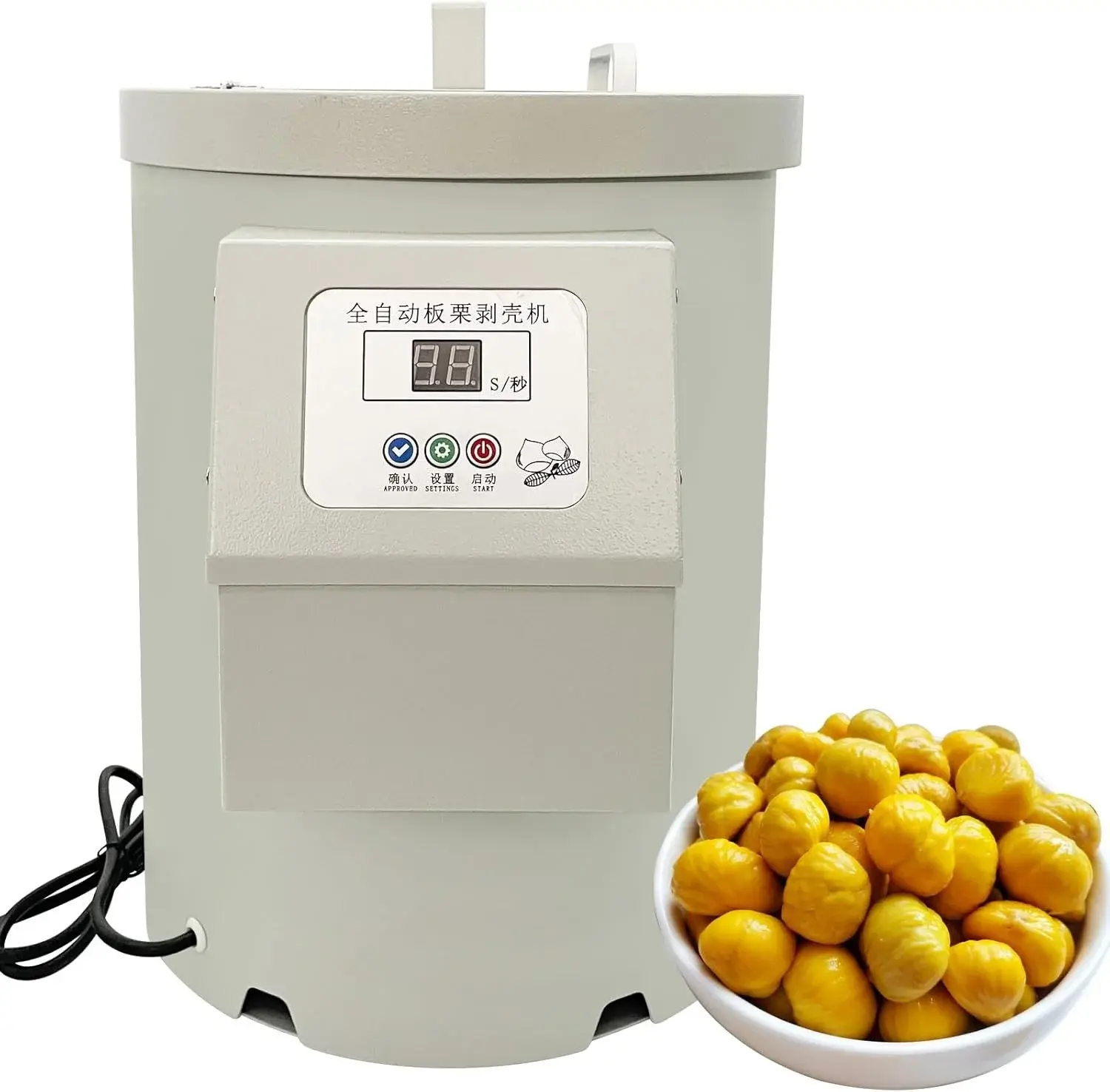 Chestnut Peeler Machine 580W 180kg/h Commercial Chestnut Shelling Machine Electric Chestnut Cutter Kernel Peeler Processing Tool with 14 Adjustable Blades for Bakery Restaurant