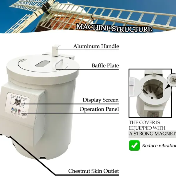Chestnut Peeler Machine 580W 180kg/h Commercial Chestnut Shelling Machine Electric Chestnut Cutter Kernel Peeler Processing Tool with 14 Adjustable Blades for Bakery Restaurant