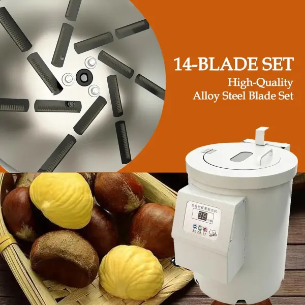 Chestnut Peeler Machine 580W 180kg/h Commercial Chestnut Shelling Machine Electric Chestnut Cutter Kernel Peeler Processing Tool with 14 Adjustable Blades for Bakery Restaurant