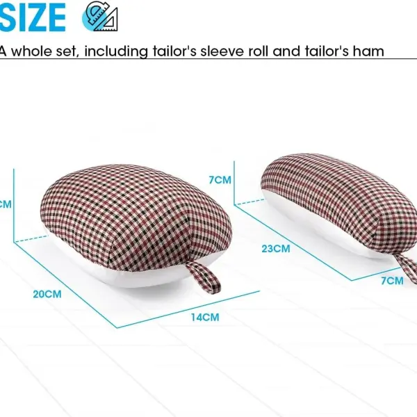 3 BUZZLETT Tailor’s Ham and Seam Roll Set – Premium Tailors Ham for Ironing – Professional Pressing Tools – Linen and Doll Cotton Press Ham for Ironing Smaller Curved Seam