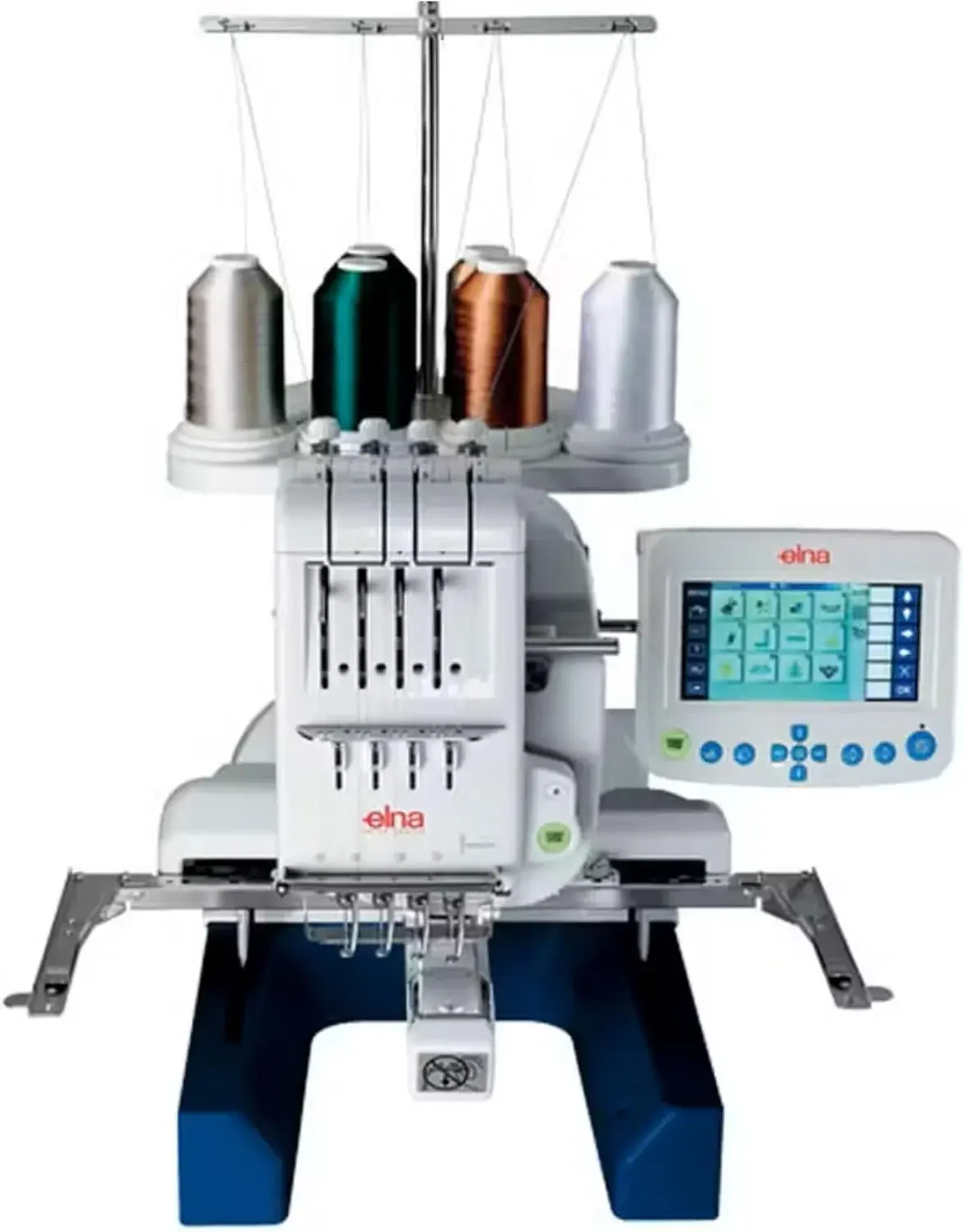 Elna eXpressive 940 Industrial-Inspired Multi-Needle Embroidery Machine with 4 Needles, Remote Computer Screen (4.6"x3.4"), Indepedent Bobbin Winder Motor, and 6 LED Lamps in 4 Locations