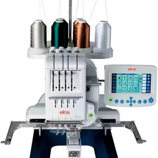 Elna eXpressive 940 Industrial-Inspired Multi-Needle Embroidery Machine with 4 Needles, Remote Computer Screen (4.6"x3.4"), Indepedent Bobbin Winder Motor, and 6 LED Lamps in 4 Locations