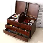 Sewing Box with 2 Drawers - Wooden Storage Baskets for Home and Embroidery - Organize Sewing Tools - Convenient and Easy to Carry
