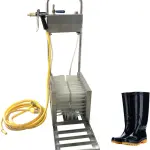 Farm Boot Scrubber Shoe Cleaner, Stainless Steel Brush Scraper & Footwear, with Water Spray Gun, Suitable for Farms, Ranches and Construction Sites