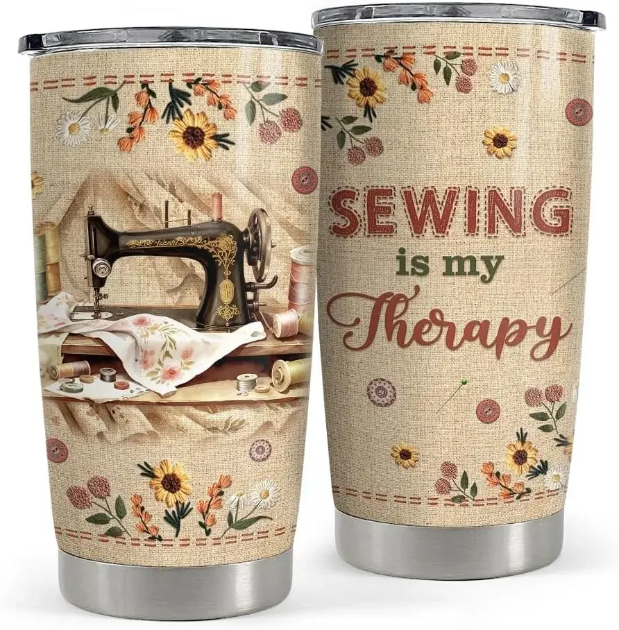 Sewing Tumbler 20oz Stainless Steel Insulated Coffee Travel Mug Cup for Women Girls Grandma Mom Sewing Gifts for Birthday Christmas Mothers Day