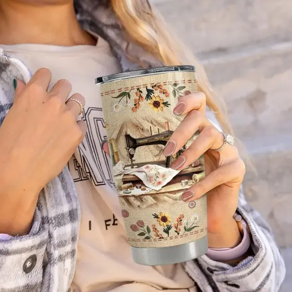 Sewing Tumbler 20oz Stainless Steel Insulated Coffee Travel Mug Cup for Women Girls Grandma Mom Sewing Gifts for Birthday Christmas Mothers Day