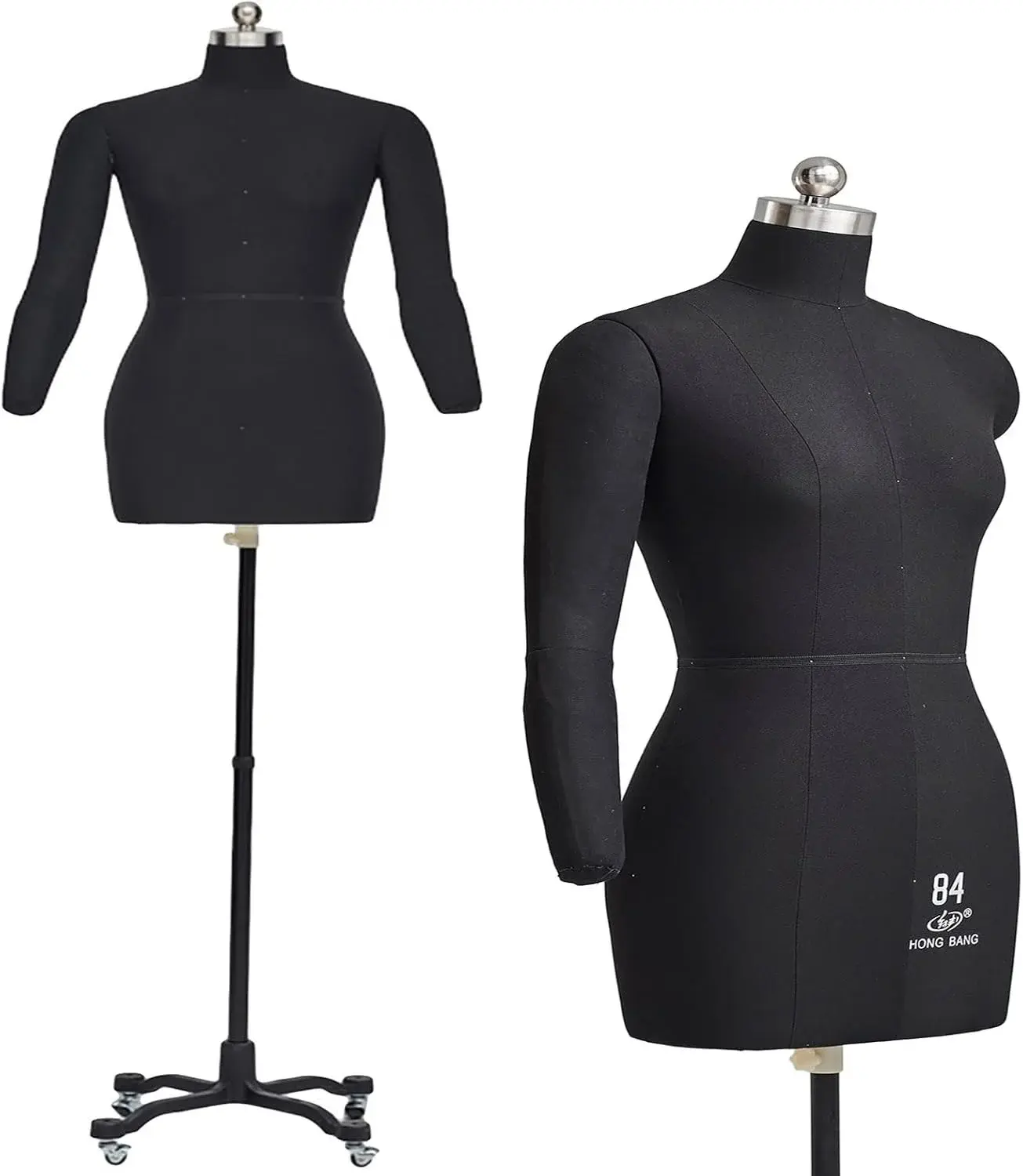 Adjustable Female Dress Form Mannequin with Soft Arms on Wheels - Pinnable Tailors Dummy for Sewing & Crafting Clothes - Ideal Sewing Tool & Display Stand