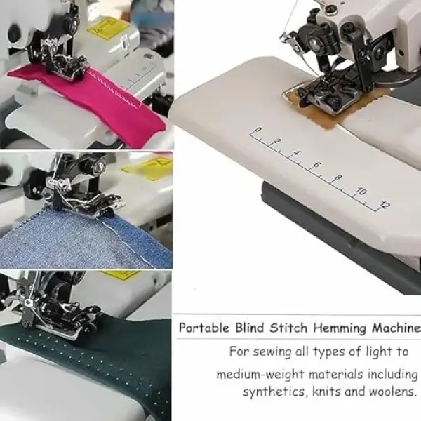 Portable Desktop Blindstitch Sewing Machine, Compact Hemming Tool for Dresses Skirts Coats Drapes, Invisible Stitch Professional Grade Tailoring Device for Home Use