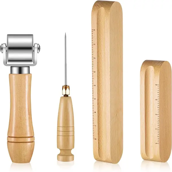 Gisafai 4 Pcs Tailors Clappers, Seam Roller and Sewing Stiletto, Wooden Sewing Supplies for Quilting Ironing Flattening Fabric Folds Clothing Wrinkle, Gifts for Quilters