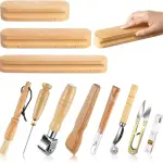 Gisafai 11 Pcs Wooden Sewing Quilting Tools Set Include 12/9.5/7 Inch Tailors Clapper, Seam Roller, Pressing Stick, Stiletto, Seam Rippers, Cleaning Brush for Sewing Quilting Ironing