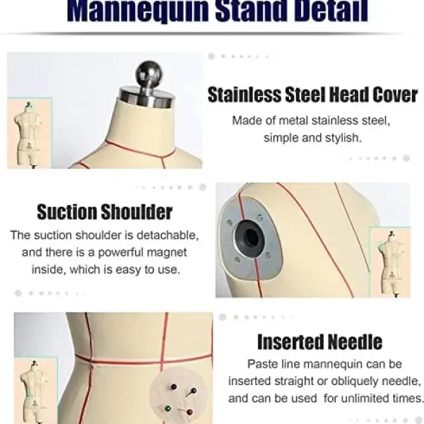 Adjustable Female Mannequin Body - Pinnable Dress Form Torso for Tailors & Fashion Designers, Portable Sewing Tool for Dressmaking, Ideal for Creative Projects