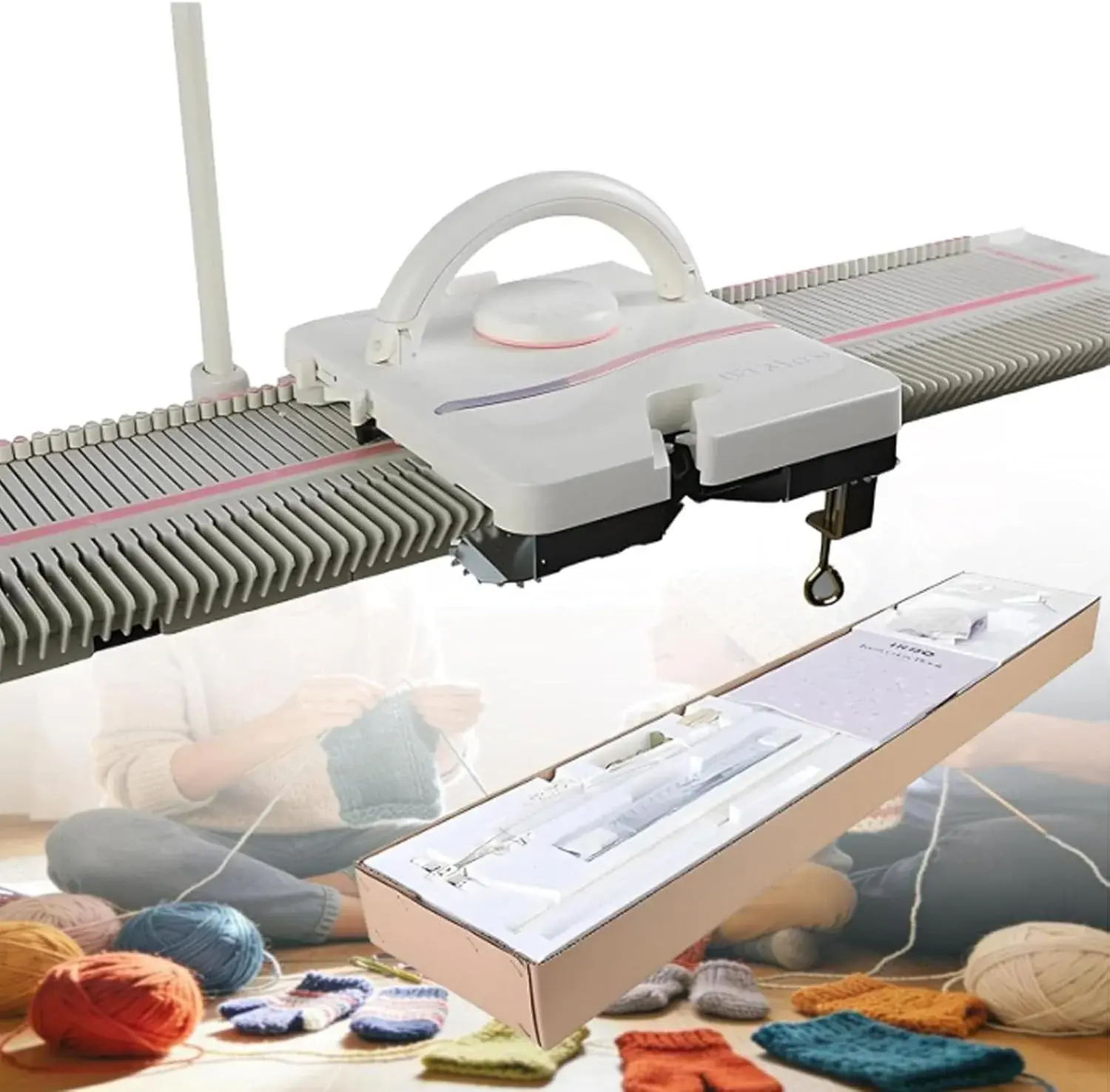 Oiyekntd Knitting Machine, 6.5mm Mid Gauge 150 Stitches Plastic Domestic Knitting Machine with Accessories Household Sewing Tool Set for Women Home Sock Hat Scarf