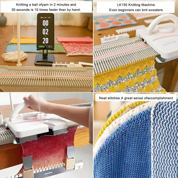Memykoy Knitting Machine 150 Needles, Hand Knitting Equipment for Sock/Hat, 6.5mm Mid Gauge Plastic Domestic Knitting Machine, Household Sewing Tool Set