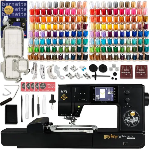 Bernette B79 Harry Potter Edition 2-in-1 Sewing & Embroidery Machine with 160 Poyester Thread Spools & 3 Embroidery Hoops