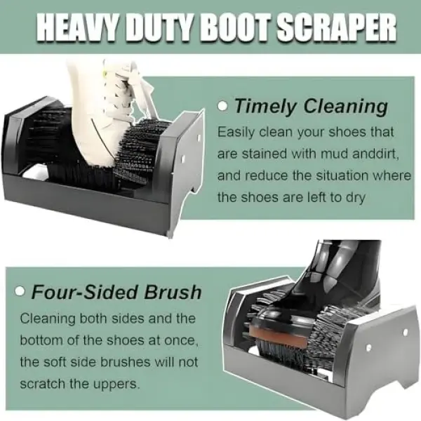 Heavy Duty Shoe Scraper Brush with Handle, Effective Mud Cleaning Tool for Entryway, Farmhouse, Garden, and Front Door
