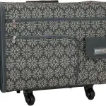 Everything Mary XL Flat-Top Rolling Sewing Machine Case – Tan Geo Craft Bag with Wheels – Portable Organizer for Sewing, Scrapbooking, Quilting & Craft Supplies