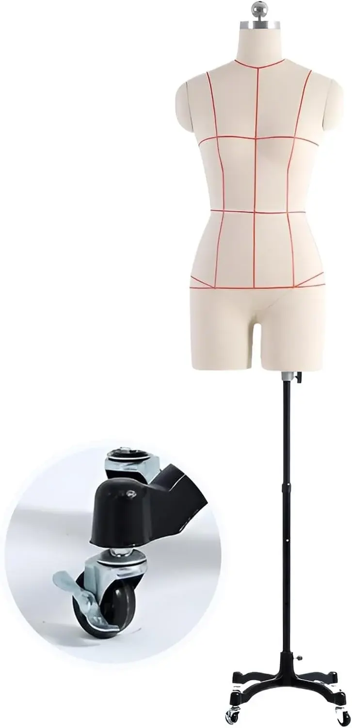 Adjustable White Dress Form on Wheels, S-Model 80 Tailor Mannequin Dummy for Clothing Design, Ideal for Dressmakers & Fashion Designers, Versatile Sewing Tool