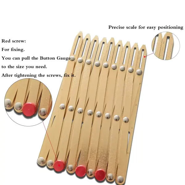 HONEYSEW Aluminum Expanding Sewing Gauge Button Guide Spacing Device 5-in-1 Sliding Gauge Measuring Sewing Tool Set (Rose Gold)