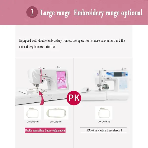 Computer Sewing Machine, Fully Automatic Computer Embroidery Machine with 7-inch Color Touch Screen, Supports Pattern Editing and U Disk Reading and Import, 162 Kinds Of Stitches