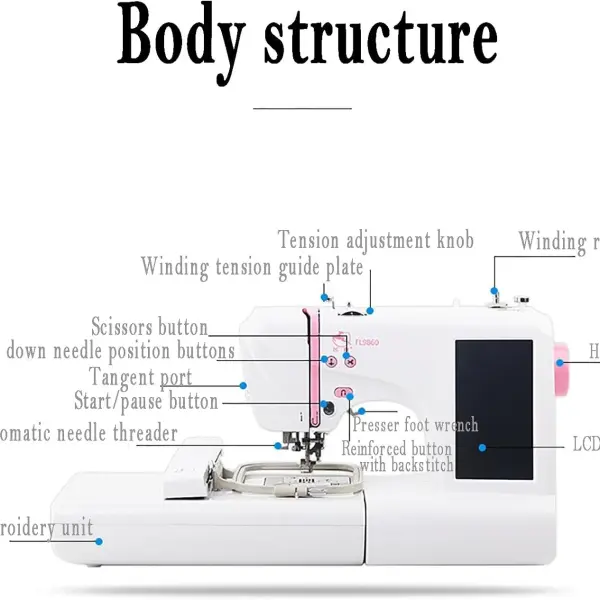 Computer Sewing Machine, Fully Automatic Computer Embroidery Machine with 7-inch Color Touch Screen, Supports Pattern Editing and U Disk Reading and Import, 162 Kinds Of Stitches