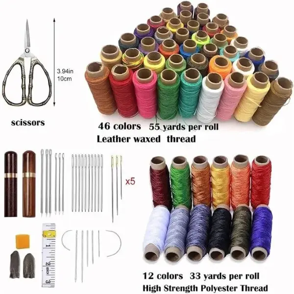EINVARIOUS Leather Sewing Kit Upholstery Repair Including Waxed Thread Polyester and Hand Needles
