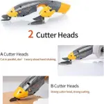 Power Electric Fabric Scissors, Cordless with 2 Blades & 2 Lithium Batteries, Heavy-Duty Cutter for Fabric, Leather, Cardboard, Craft Sewing, Quilting Tools (huangjiandao-erdianchi)