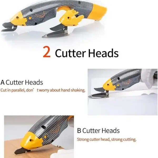 Power Electric Fabric Scissors, Cordless with 2 Blades & 2 Lithium Batteries, Heavy-Duty Cutter for Fabric, Leather, Cardboard, Craft Sewing, Quilting Tools (huangjiandao-erdianchi)