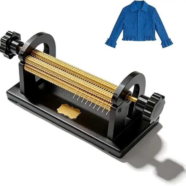 Adjustable Smocking Pleater with 47 Needle Positions and 24 Row Craft Pleats, 0.5cm Even Spacing Fabric Folding Tool for Costume Sewing and Handmade Garment Decoration Projects(Black)