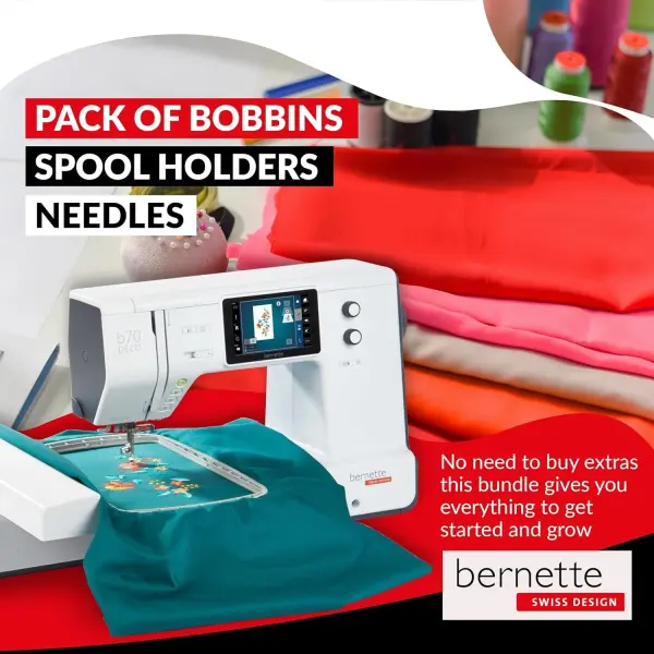 Bernette B70 Embroidery Machine Bundle - Heavy Duty Embroidery Machine with $300 Worth of Embroidery Tools and Accessories Great for Beginners and Experts