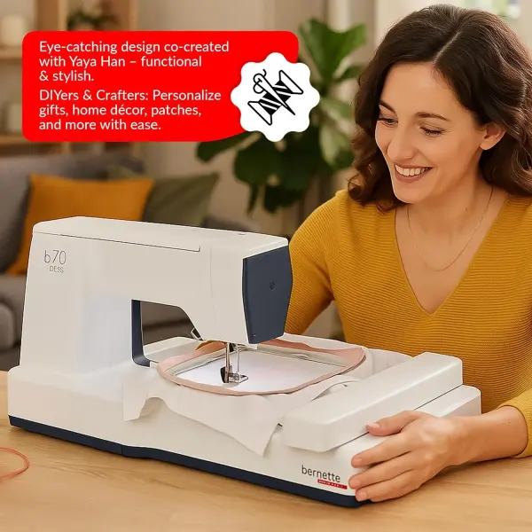 Bernette B70 Embroidery Machine Bundle - Heavy Duty Embroidery Machine with $300 Worth of Embroidery Tools and Accessories Great for Beginners and Experts