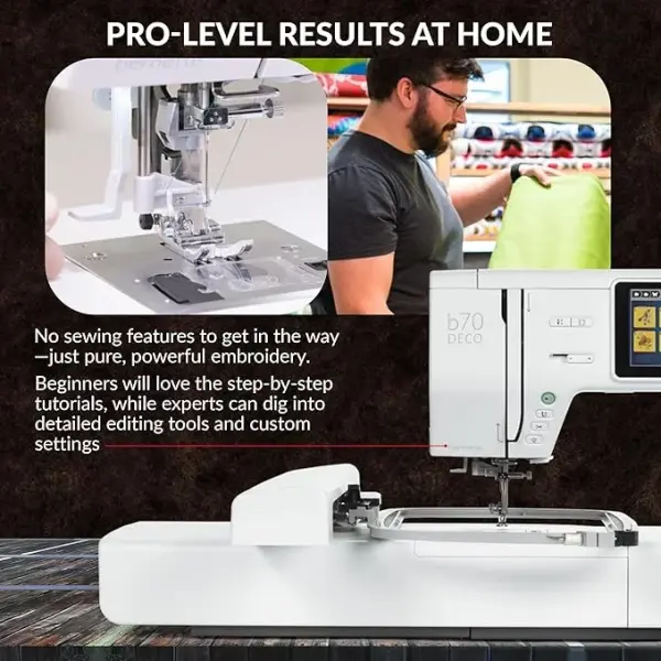 Bernette B70 Embroidery Machine Bundle - Heavy Duty Embroidery Machine with $300 Worth of Embroidery Tools and Accessories Great for Beginners and Experts