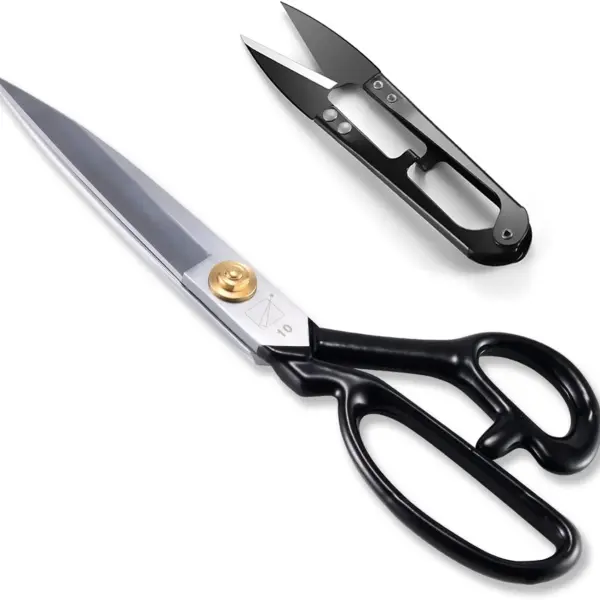 Left-Handed Sewing Fabric Scissors, 10 Inch Dressmaking Taior's Shears-Electroplated Finishing High Carbon Steel Scissors for Crafting, Tailoring, Leather-Cutting(Thread Cutter INCL) (White)