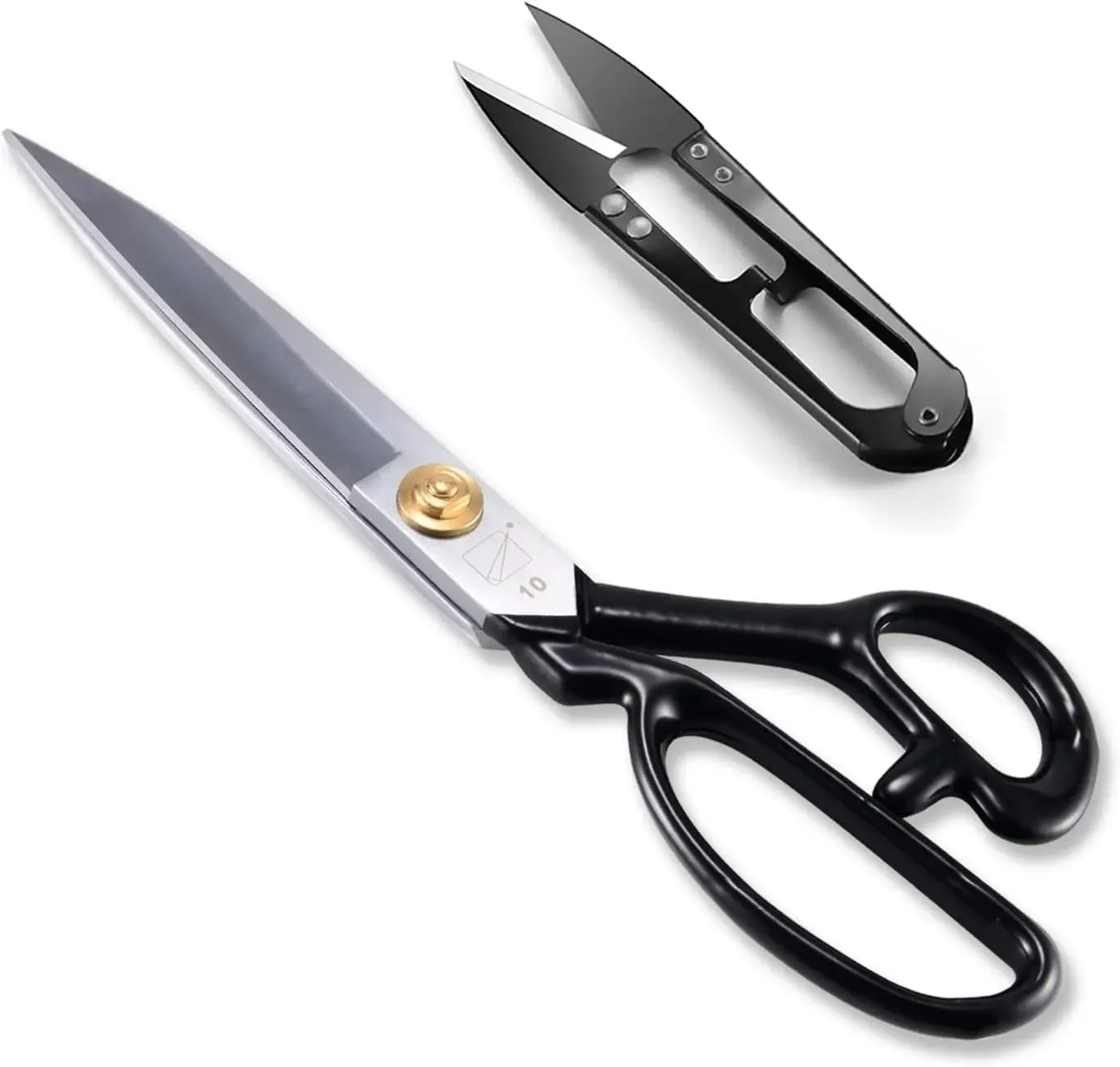 Left-Handed Sewing Fabric Scissors, 10 Inch Dressmaking Taior's Shears-Electroplated Finishing High Carbon Steel Scissors for Crafting, Tailoring, Leather-Cutting(Thread Cutter INCL) (White)