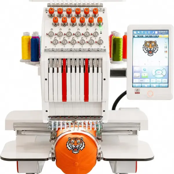 12 Needle Embroidery Machine, Sewing Machine with 10.1" Touchscreen, 11.8"x7.8"Embroidery Area, Automatic Thread Trimming for Hats, Caps, Clothing (Mini-12 NEEDLE)